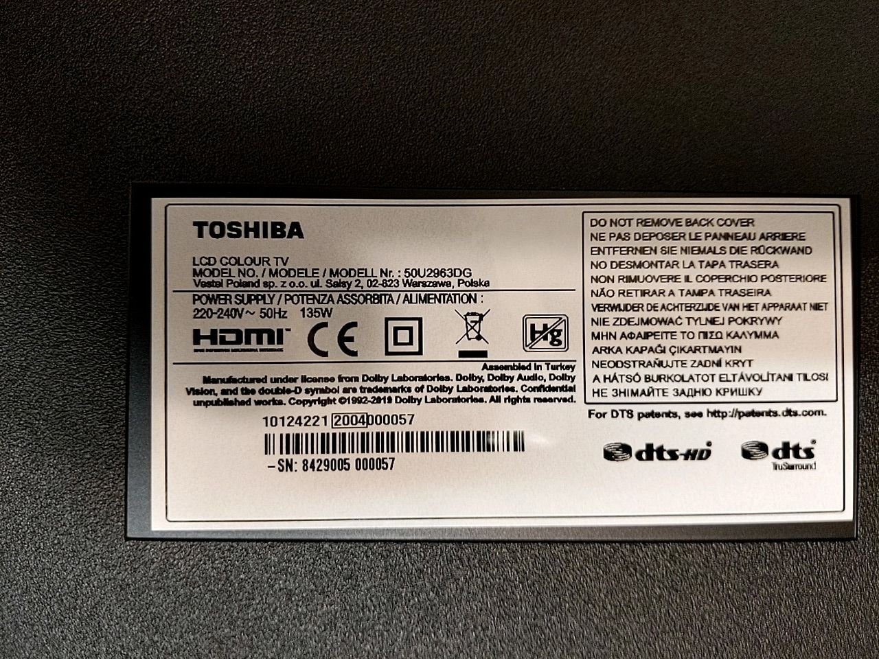 TV Toshiba 50U2963DG
