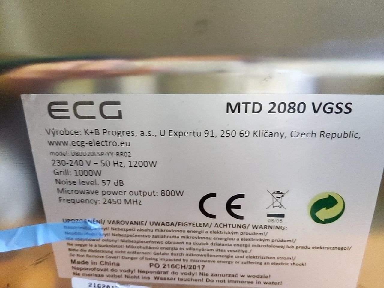 Mikrovlnná trouba ECG MTD 2080 VGSS