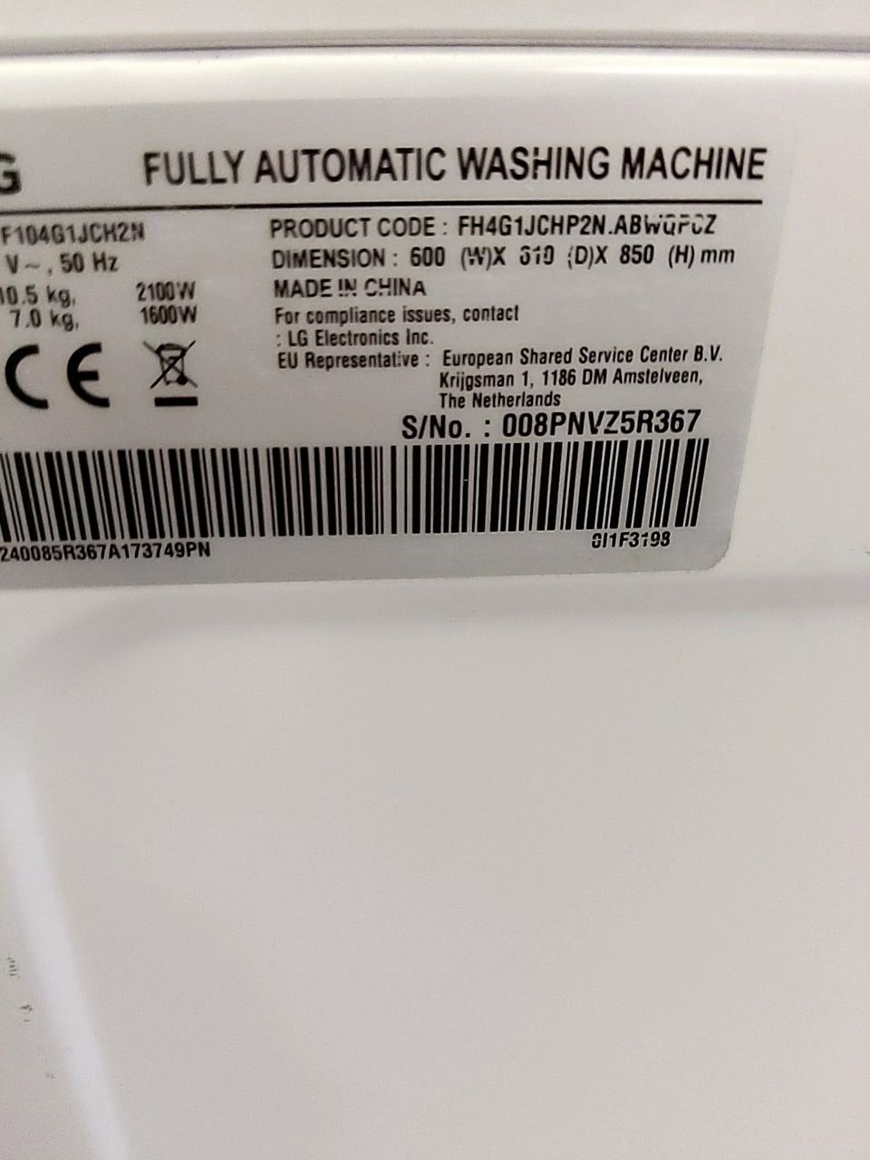 Pračka se sušičkou LG F104G1JCH2N