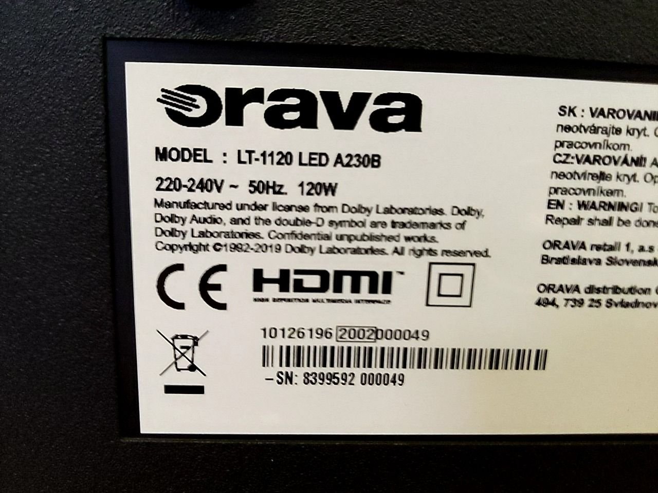 Led TV Orava LT-1120 LED A230B