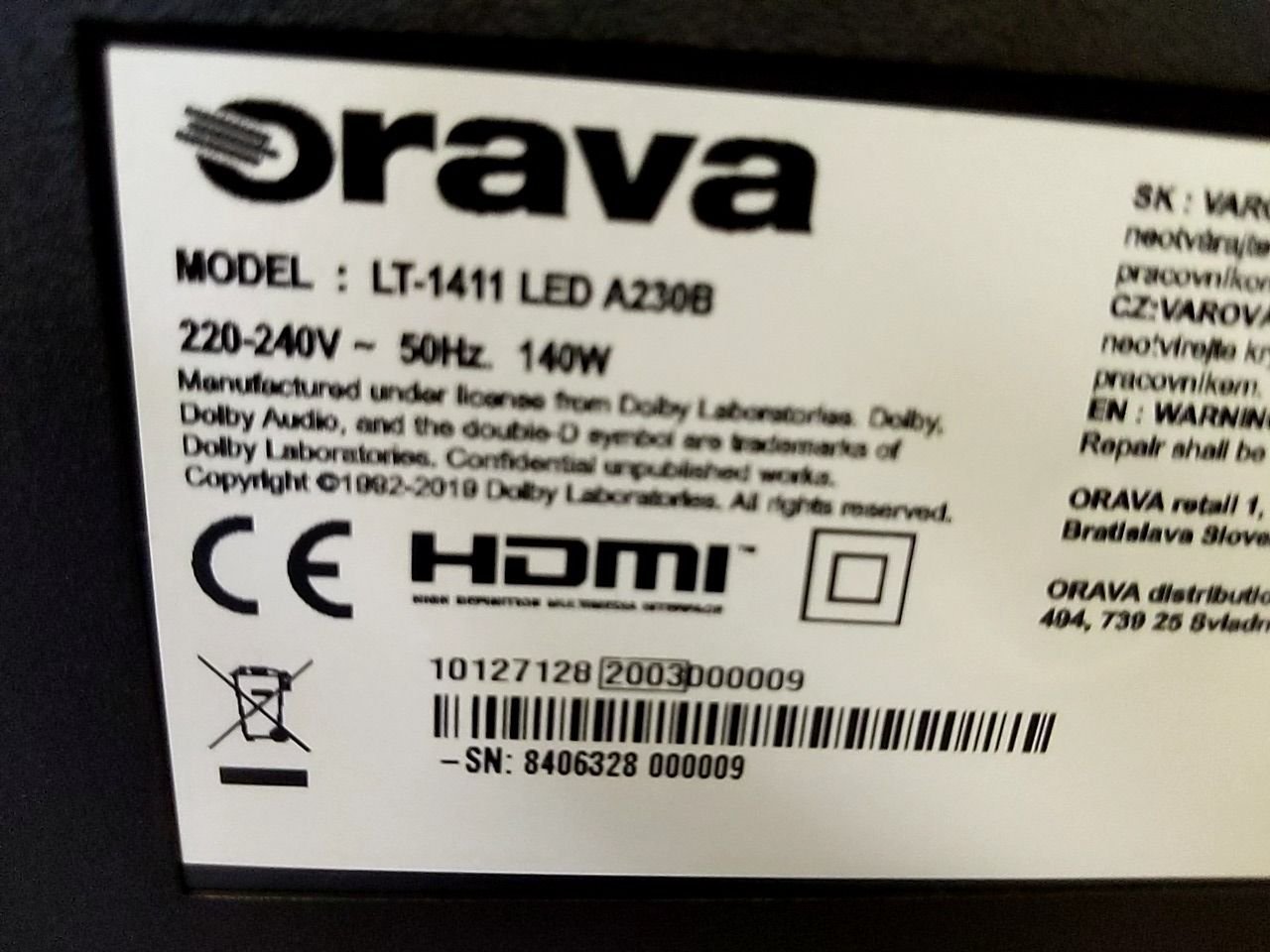 Led TV Orava LT-1411 LED A230B