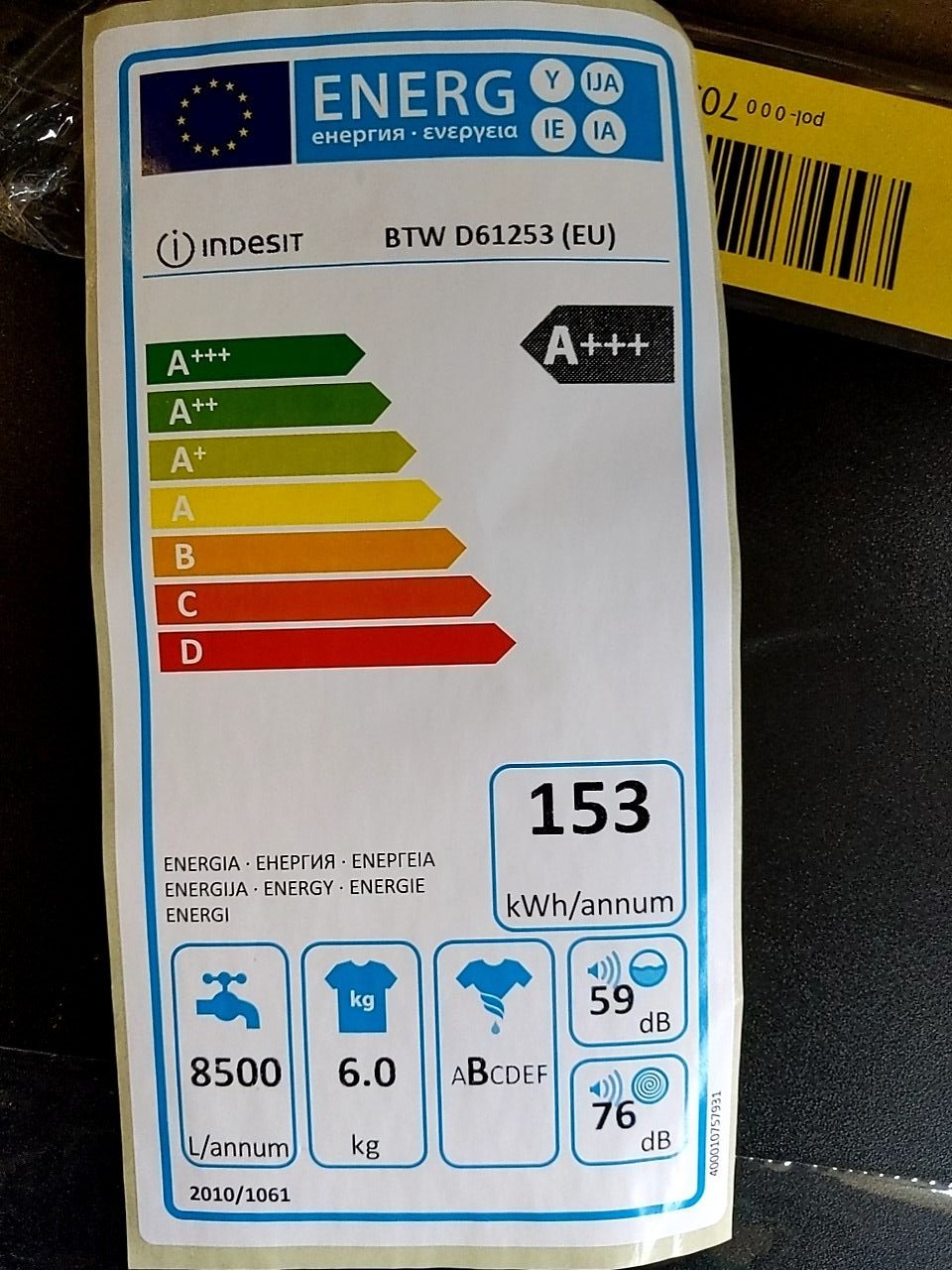 Pračka - vrchní plnění Indesit BTW D61253