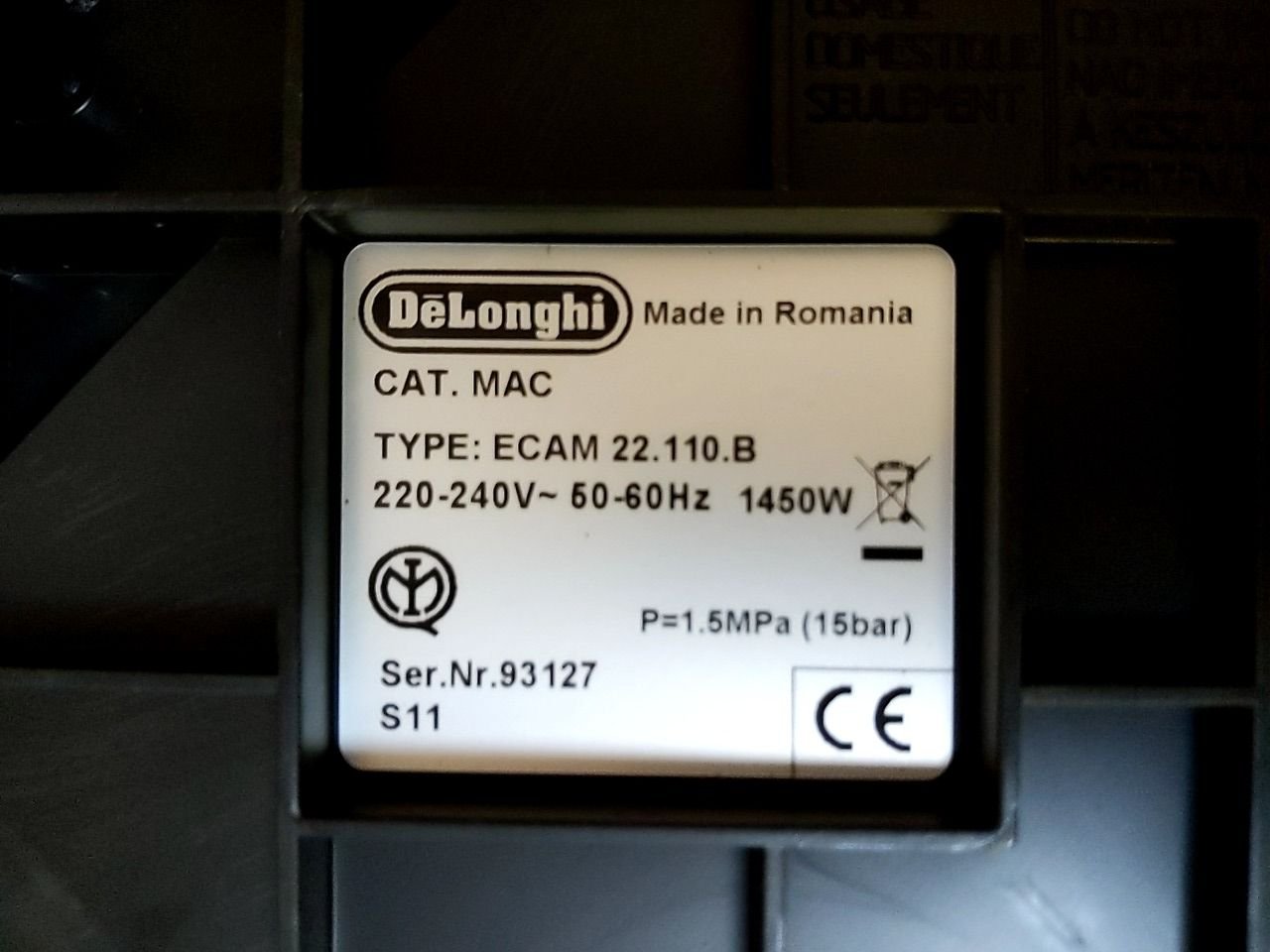 Automatický kávovar DeLonghi ECAM 22.110B , Magnifica S