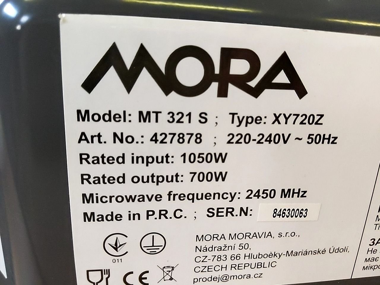 Mikrovlnná trouba Mora MT-321 S