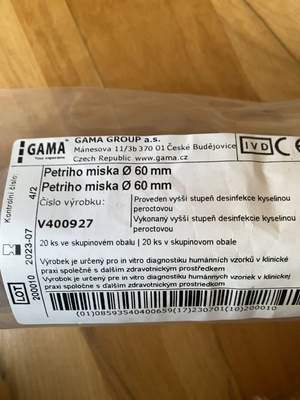 Petriho miska Gama 40ks