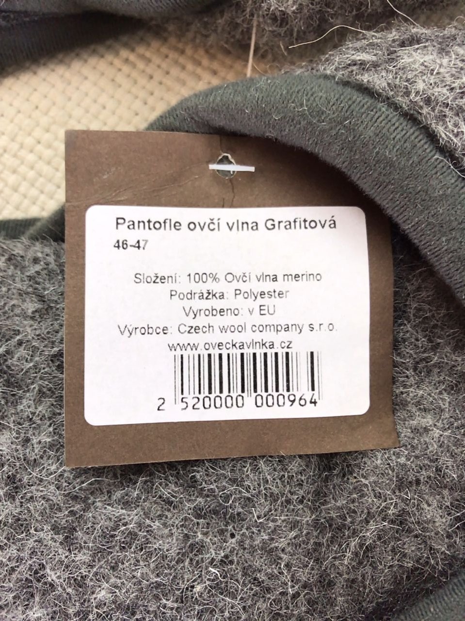 Pantofle ovčí vlna Czech Wool company 