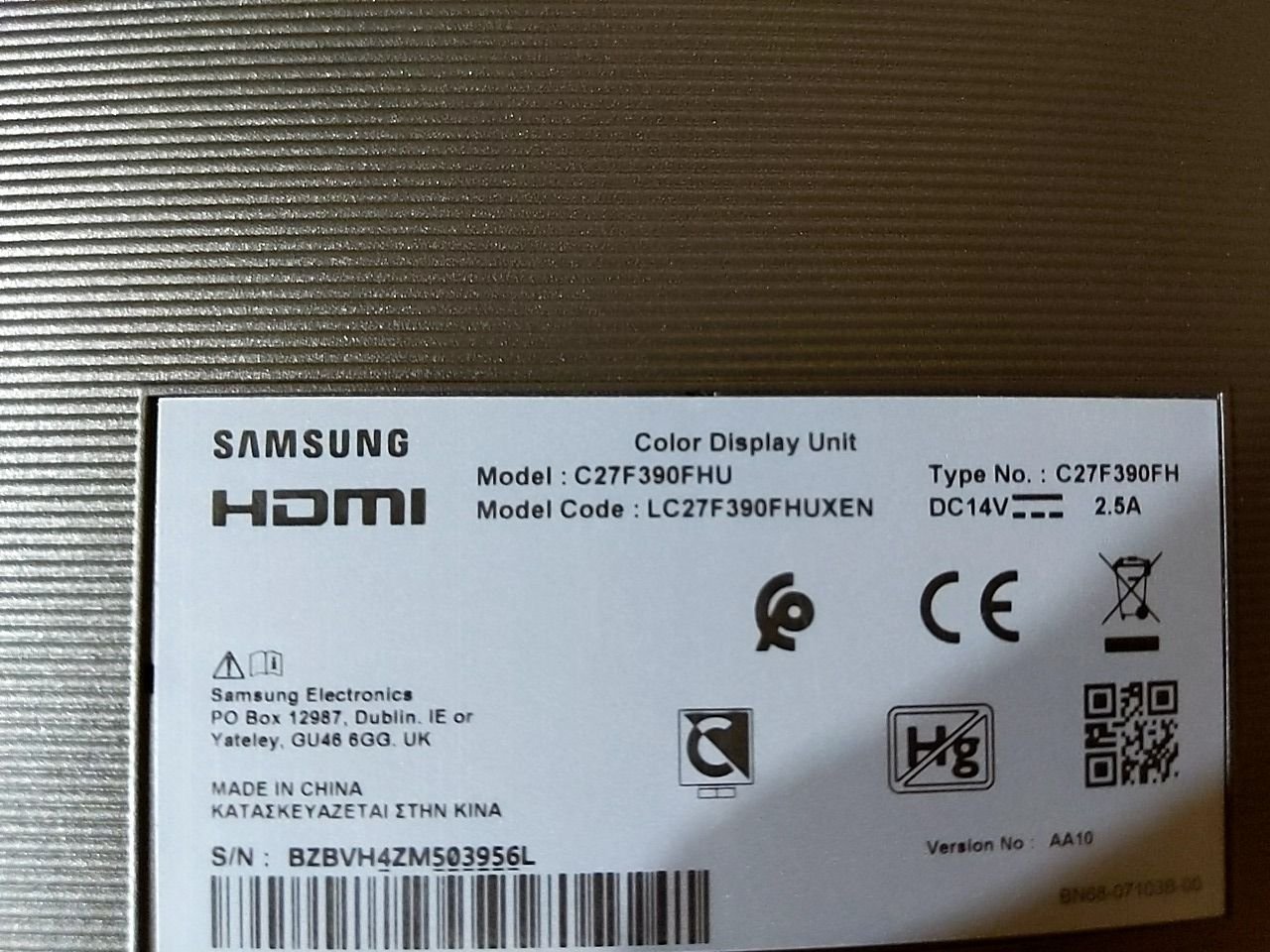 Monitor Samsung C27F390FHU