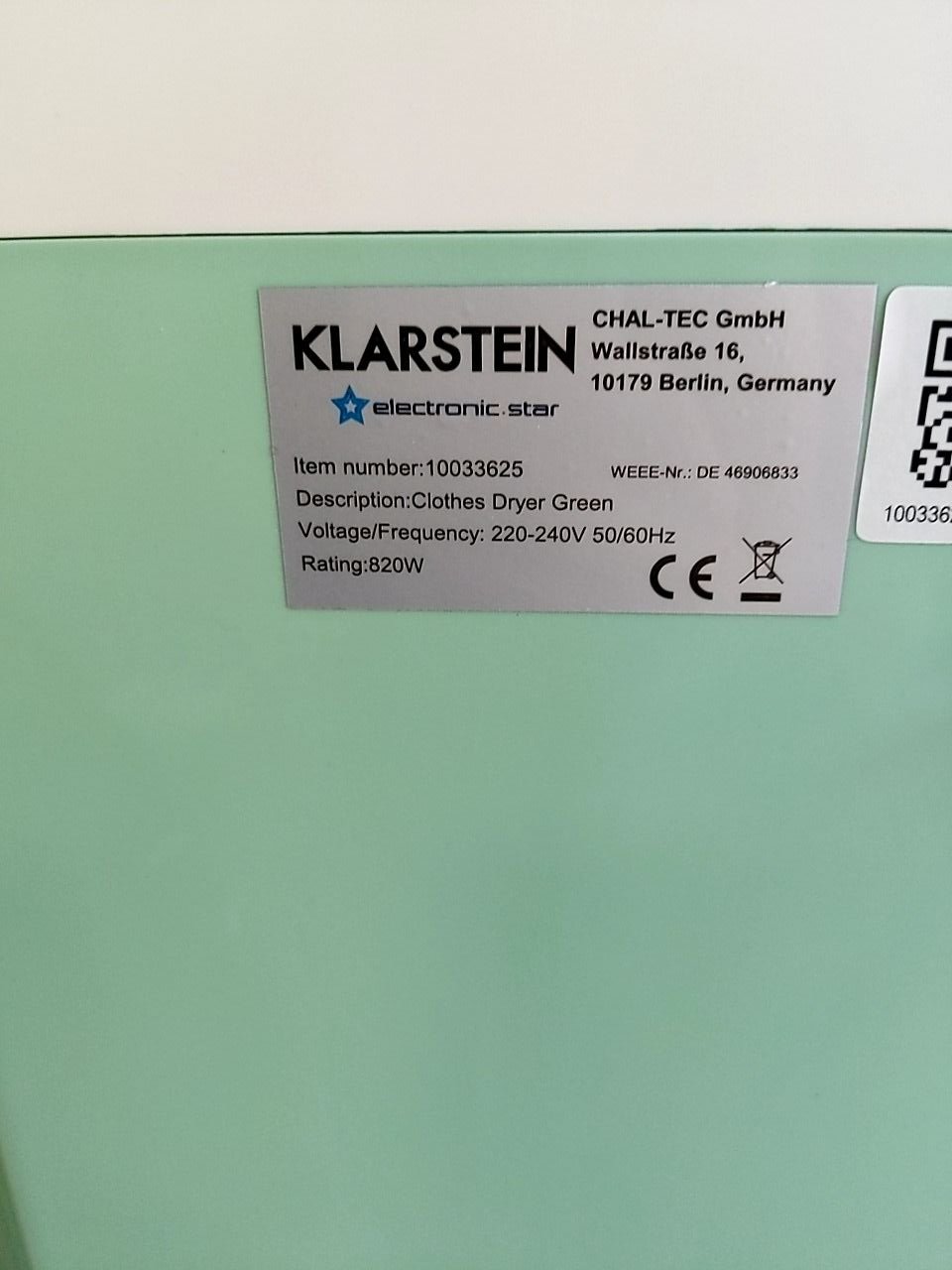 Sušička prádla (plast, 820W, 50L) Klarstein ZAP Dry