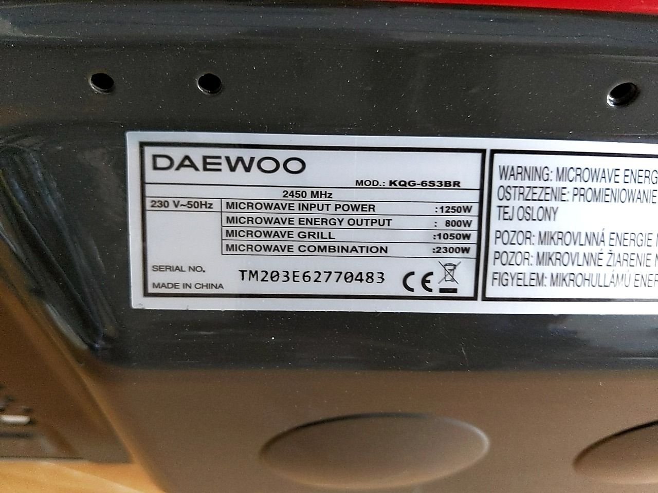 Mikrovlnná trouba Daewoo KQG-6S3BR