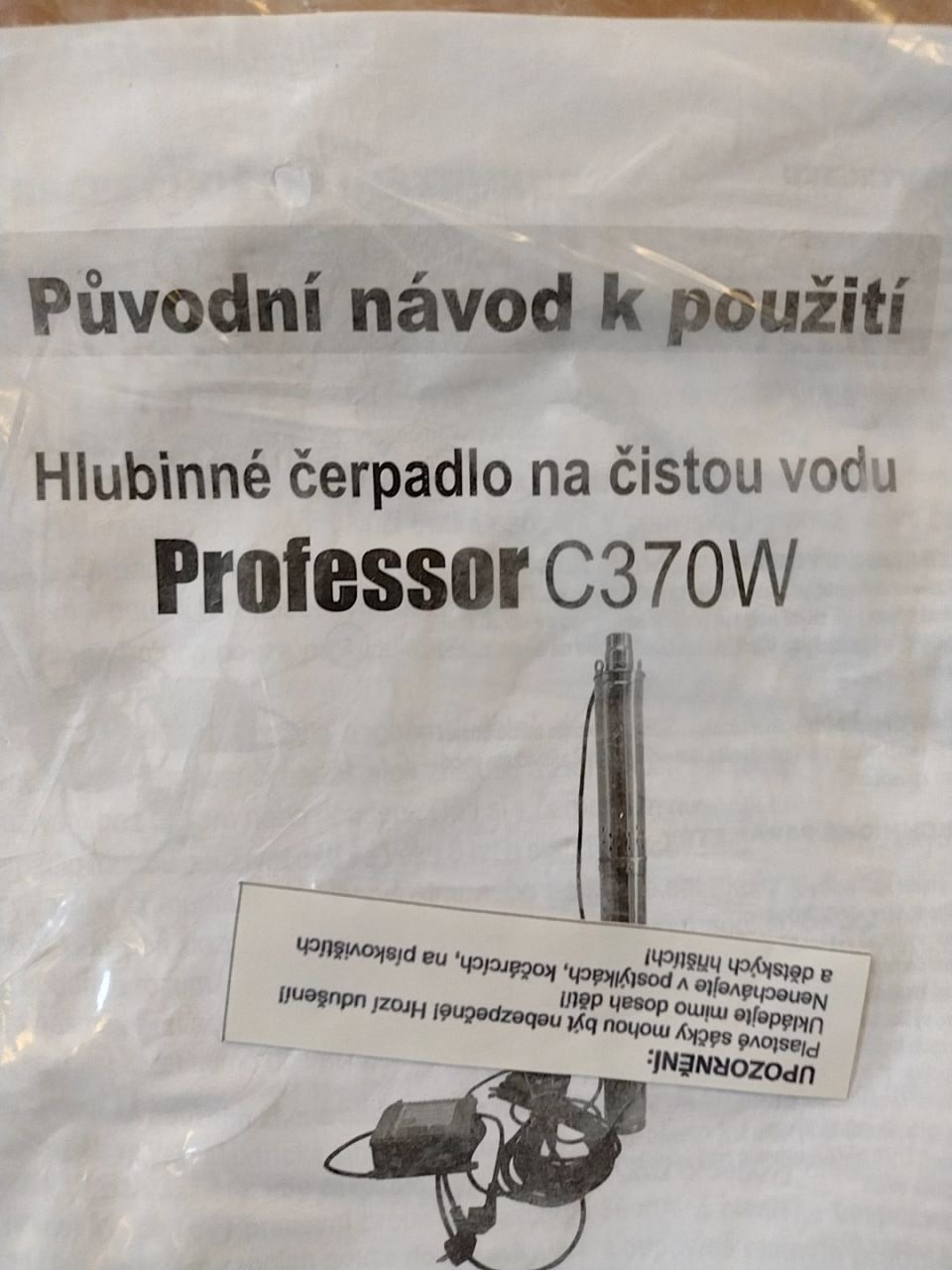 Hlubinné čerpadlo na čistou vodu Professor C370W