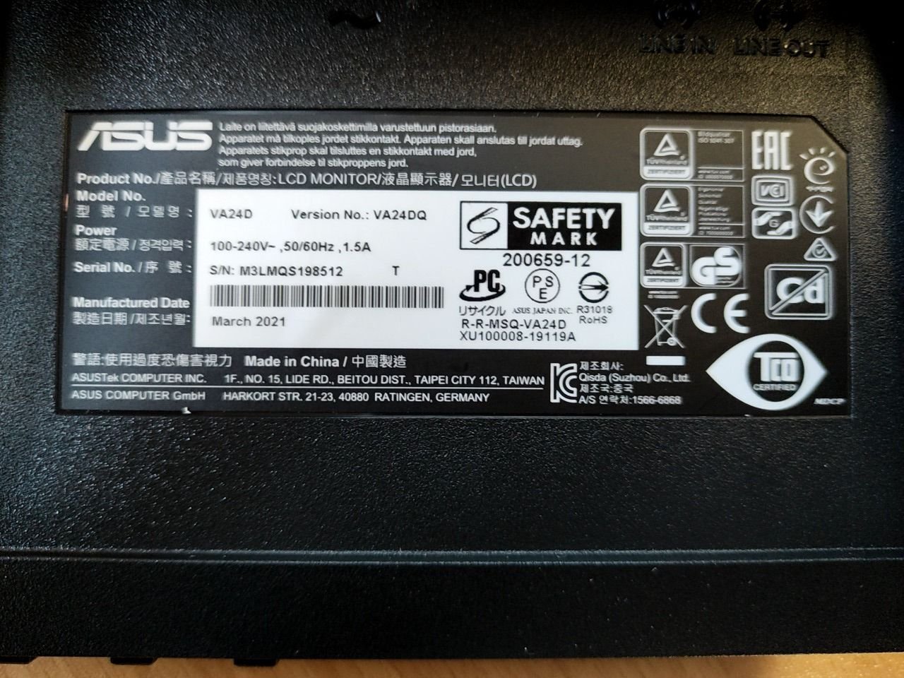 monitor Asus VA24DQ