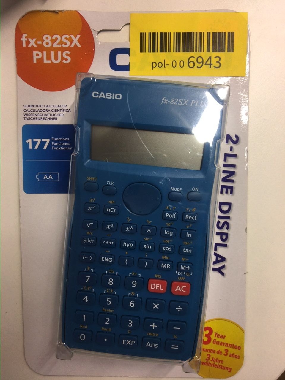Školní kalkulačka  s dvouřádkovým displejem Casio FX 82 SX Plus, 2× AA baterie