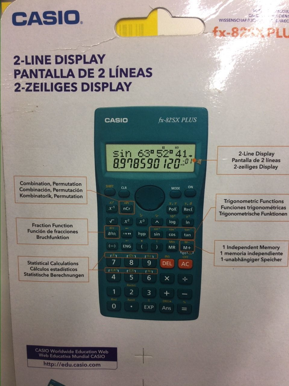 Školní kalkulačka  s dvouřádkovým displejem Casio FX 82 SX Plus, 2× AA baterie