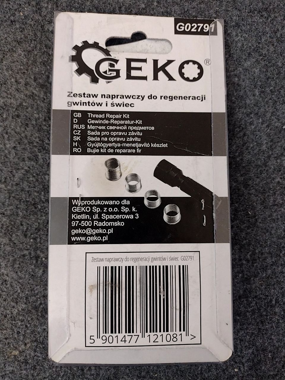 sada na opravu závitů Geko 