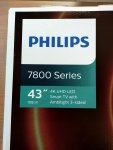 Ultra UHD Smart TV  Philips úhlopříčka 108 cm 43PUS7855 stříbrná