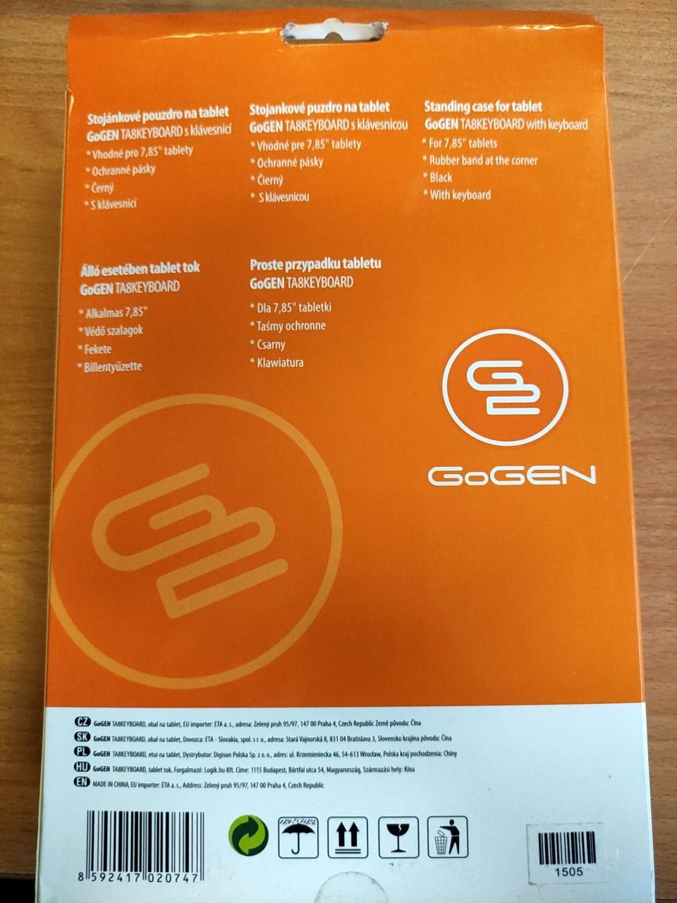 Stojánkové pouzdro na tablet kožené s klávesnicí GoGen pro tablety o velikosti 7,85 palců