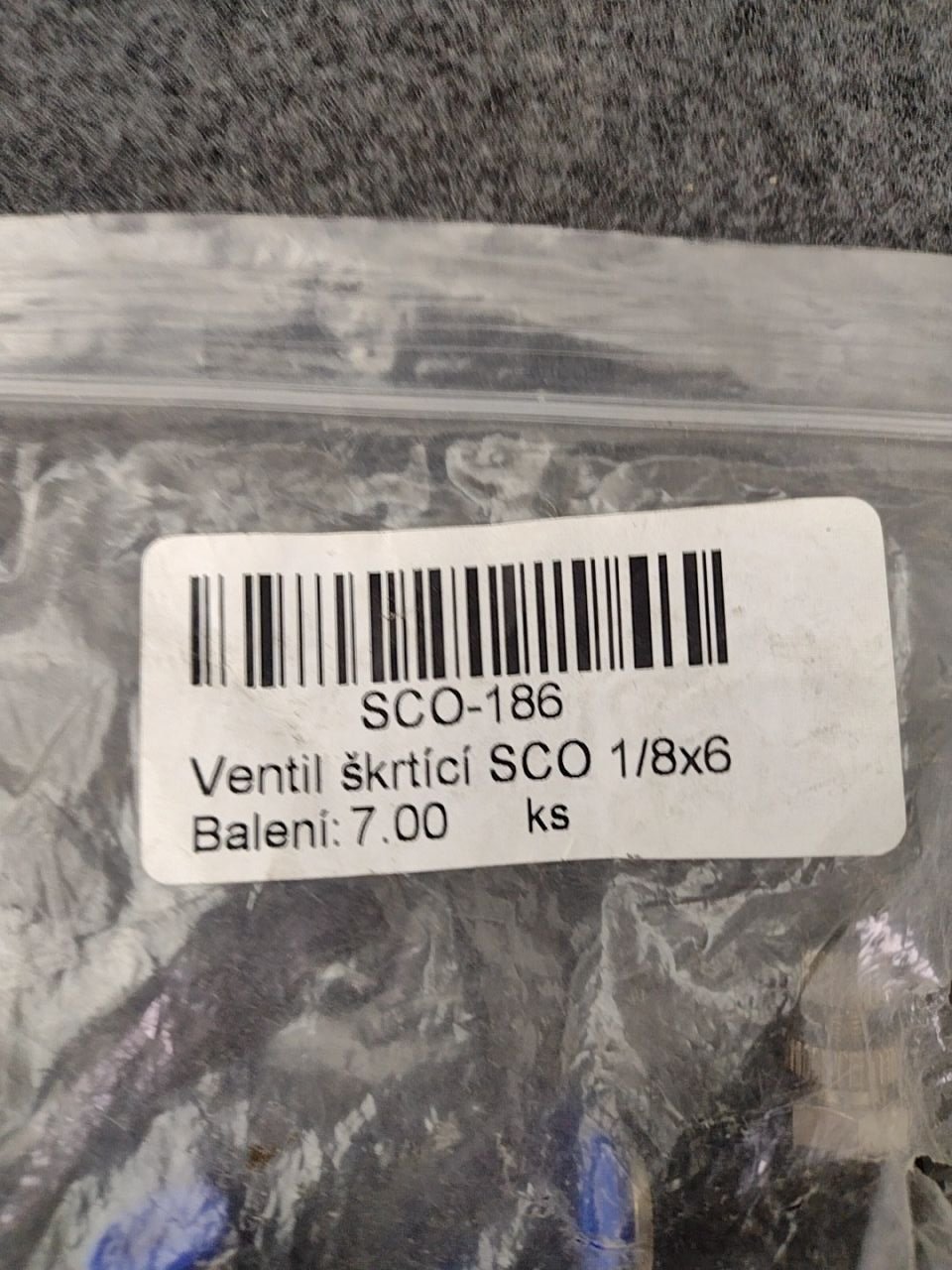 Škrtící ventil (SCO 1/8x6), spojovací materiál  