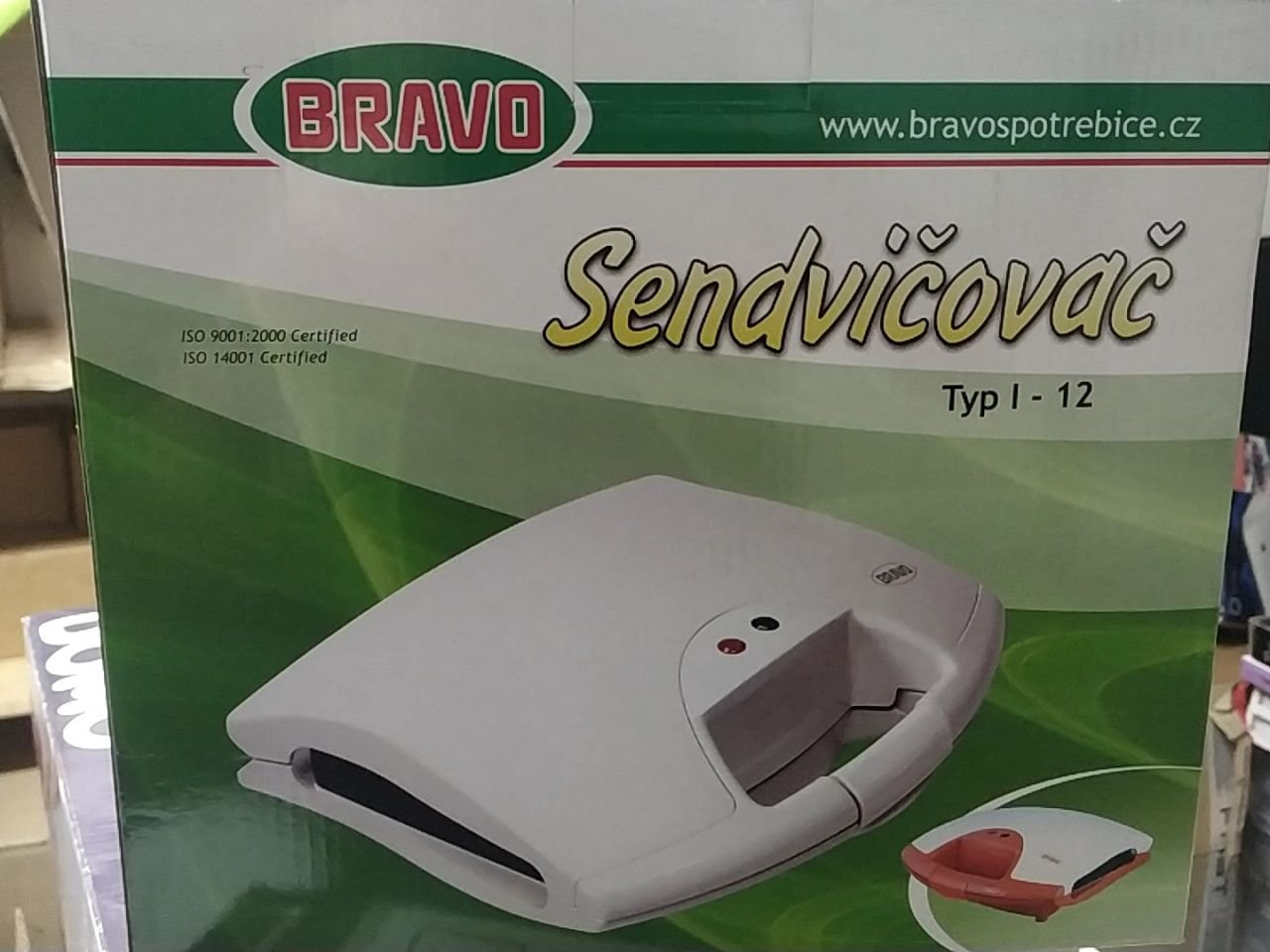 Sendvičovač s deskami ve tvaru trojúhelníku Bravo Typ I-12, hnědo bílá barva