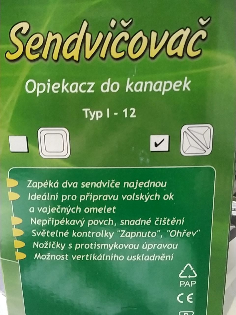 Sendvičovač s deskami ve tvaru trojúhelníku Bravo Typ I-12, hnědo bílá barva