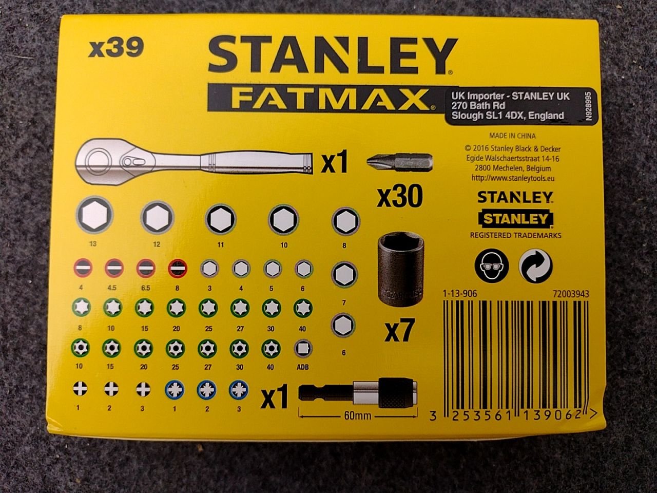 39dílná sada bitů a hlavic Stanley Fatmax X39