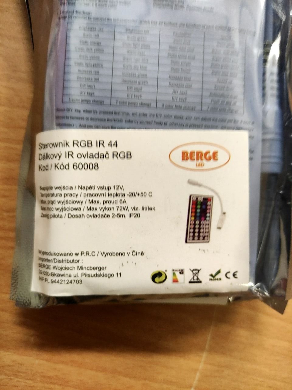 Dálkový IR ovladač k RGB LED pásku Berge 3 ks