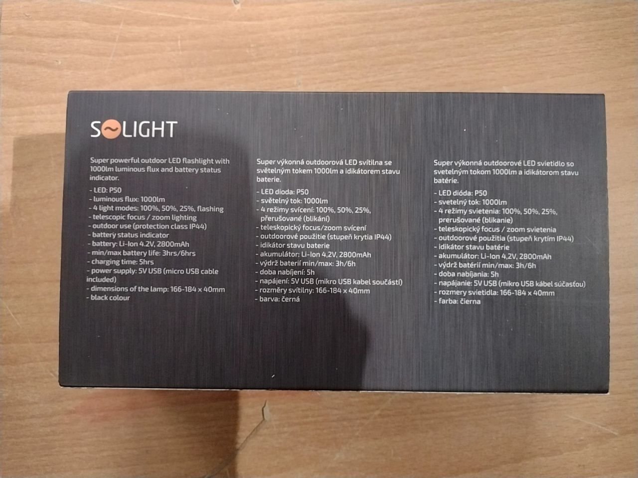 Nabíjecí LED svítilna - 1000lm, fokus, 2800mAh Li-Ion, USB Solight WN34