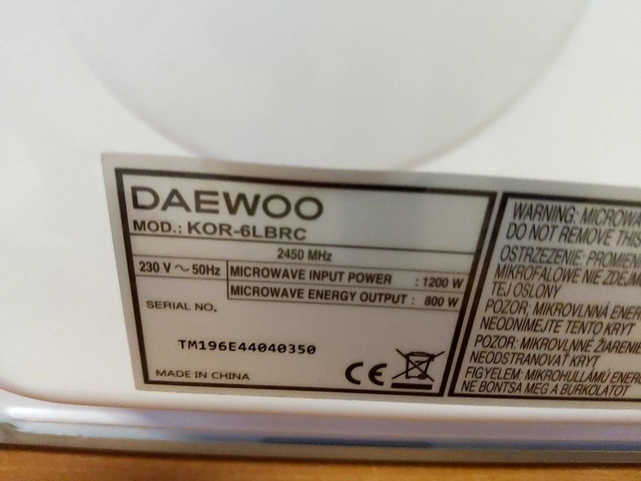 Mikrovlnná trouba Daewoo KOR-6LBRC