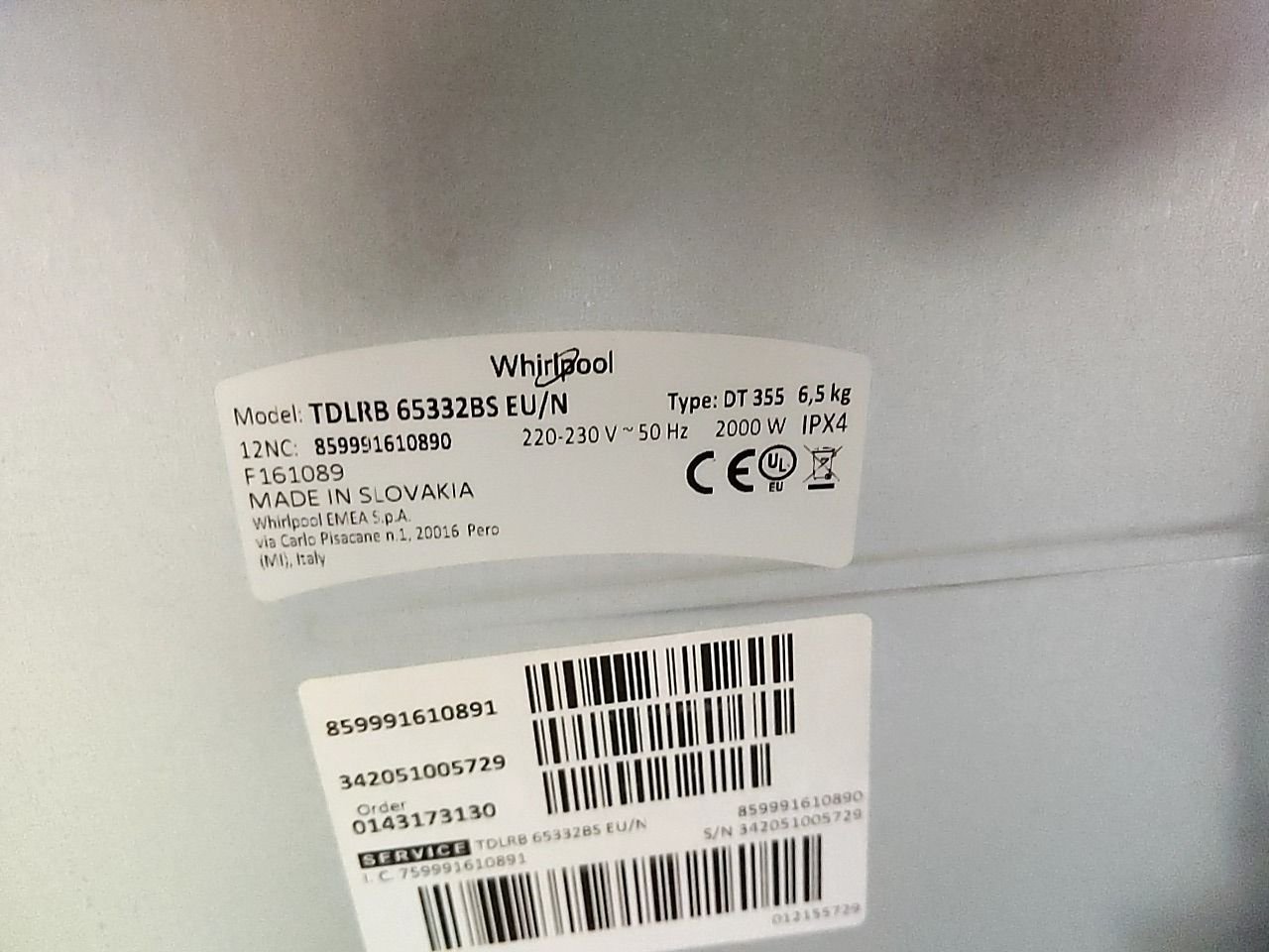 Pračka s vrchním plněním Whirlpool TDLRB 65332BS EU/N