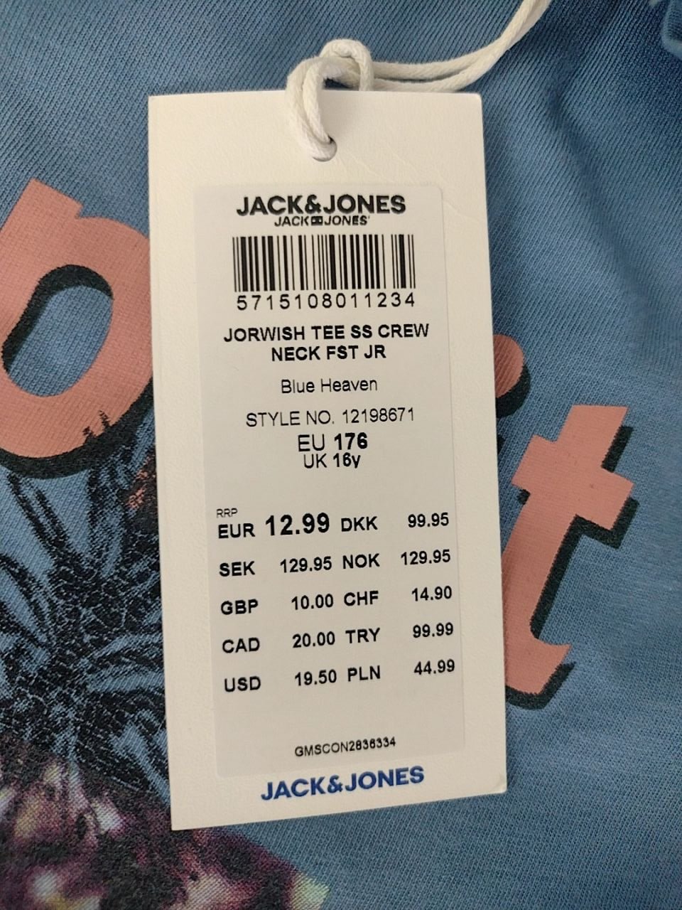 Dětské bavlněné triko Jack & Jones Vel.176/ 16 let
