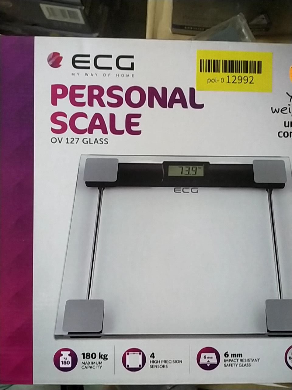 Osobní váha digitální ECG OV 127 skleněná