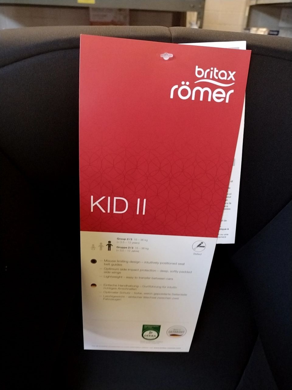 Dětská  autosedačka pro děti v kategorii 15 – 36 kg, bez zajištění systémem ISOFIX Britax Römer KID II BR Black