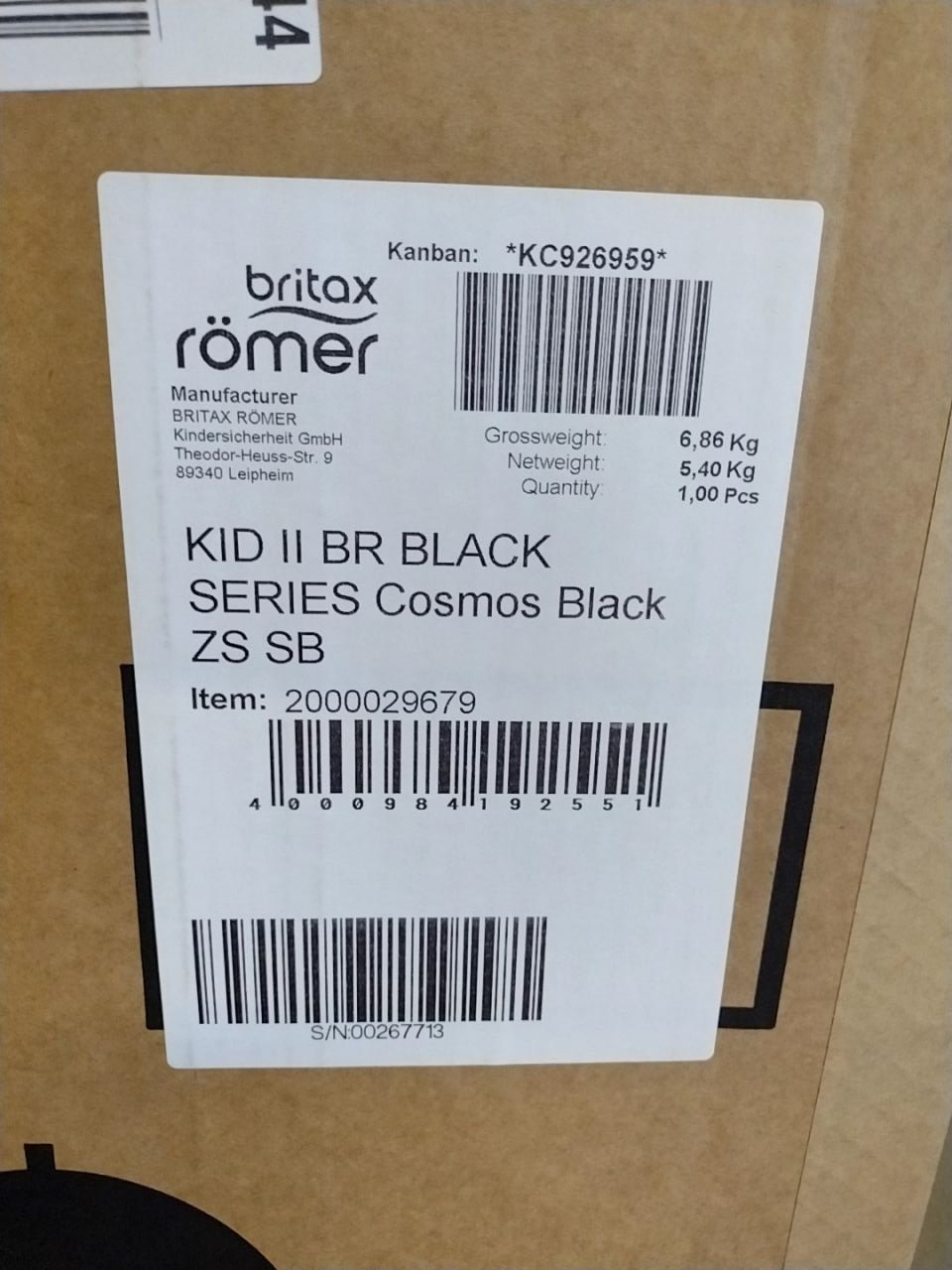 Dětská  autosedačka pro děti v kategorii 15 – 36 kg, bez zajištění systémem ISOFIX Britax Römer KID II BR Black