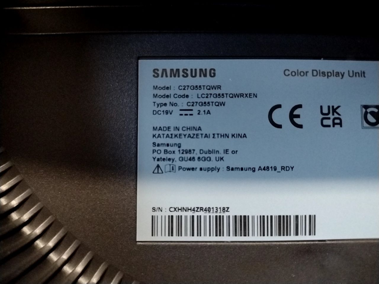 Monitor Samsung C27G55TQWR
