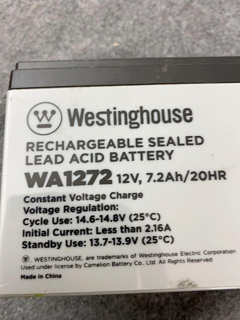 Olověný akumulátor Westinghouse WA1272 12V/7,2Ah