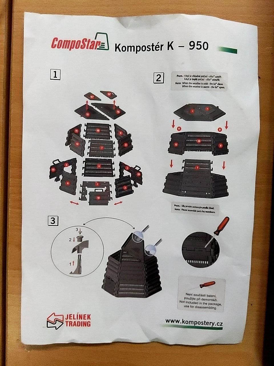 Víko + příslušenství na kompostér Jelinek trading K - 950