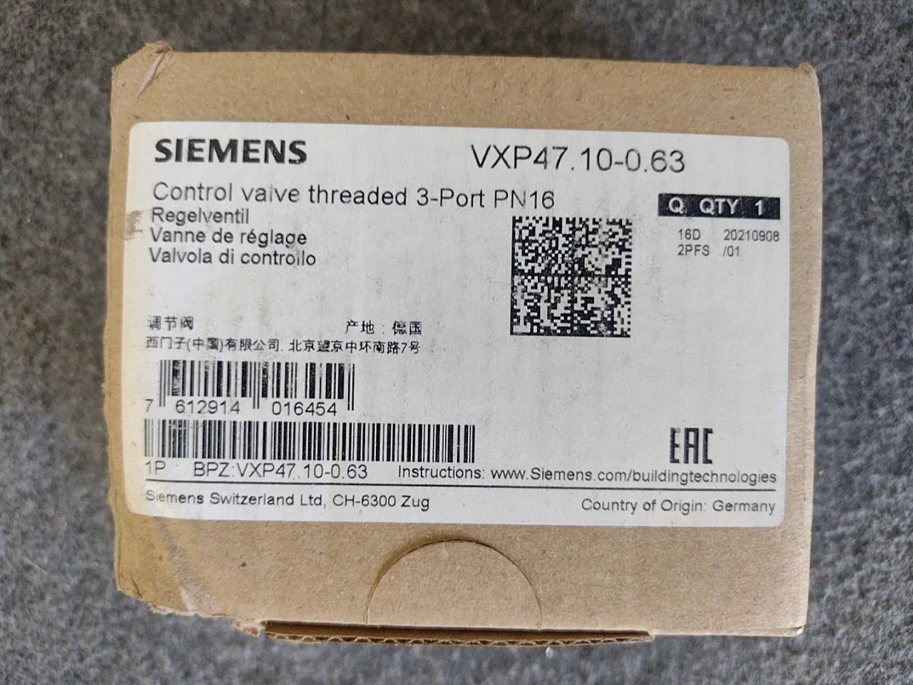 Ventil Siemens vxp47.10-0.63