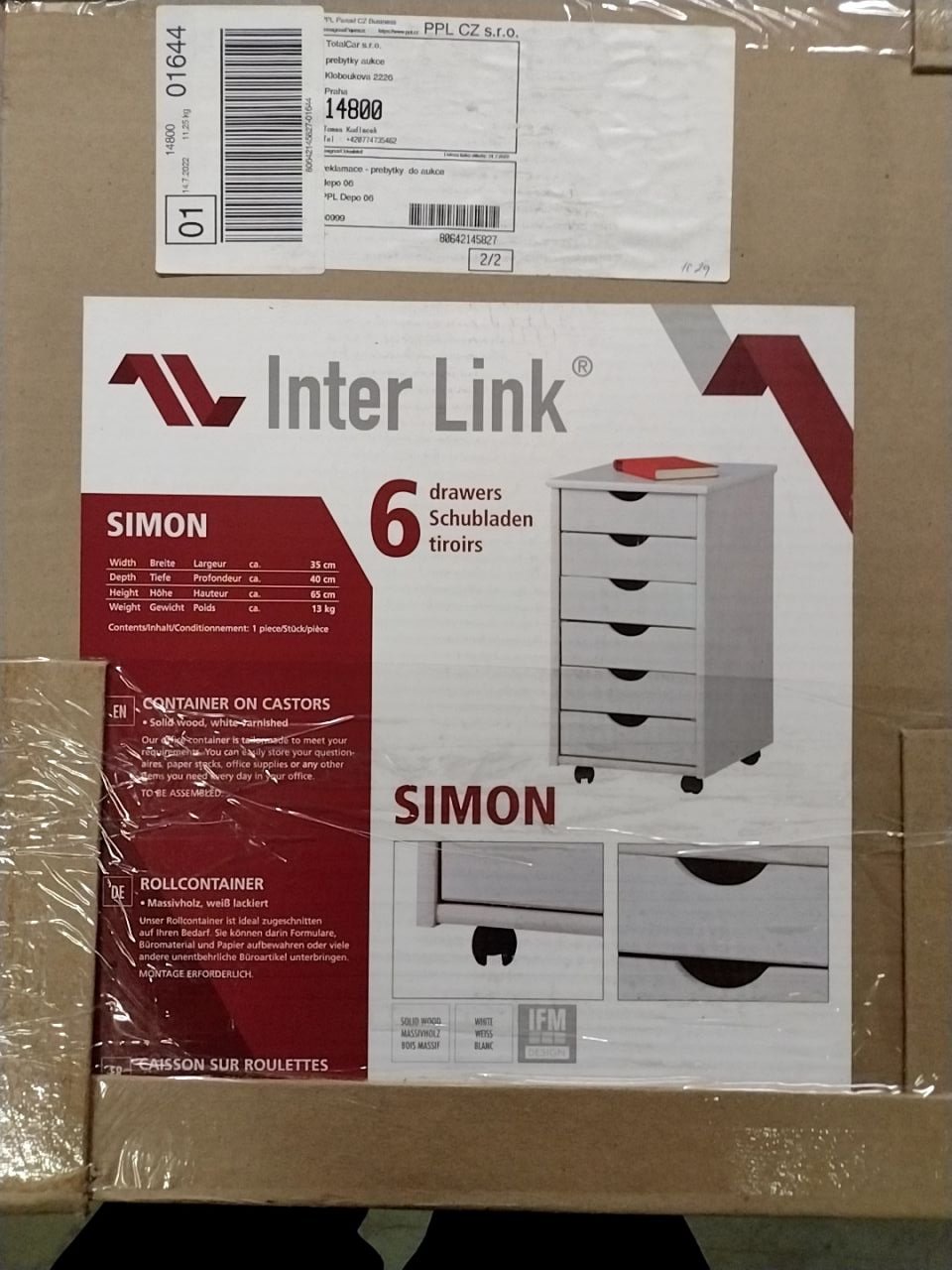 Zásuvkový kontejner s kolečky Simon bílý Halmar 