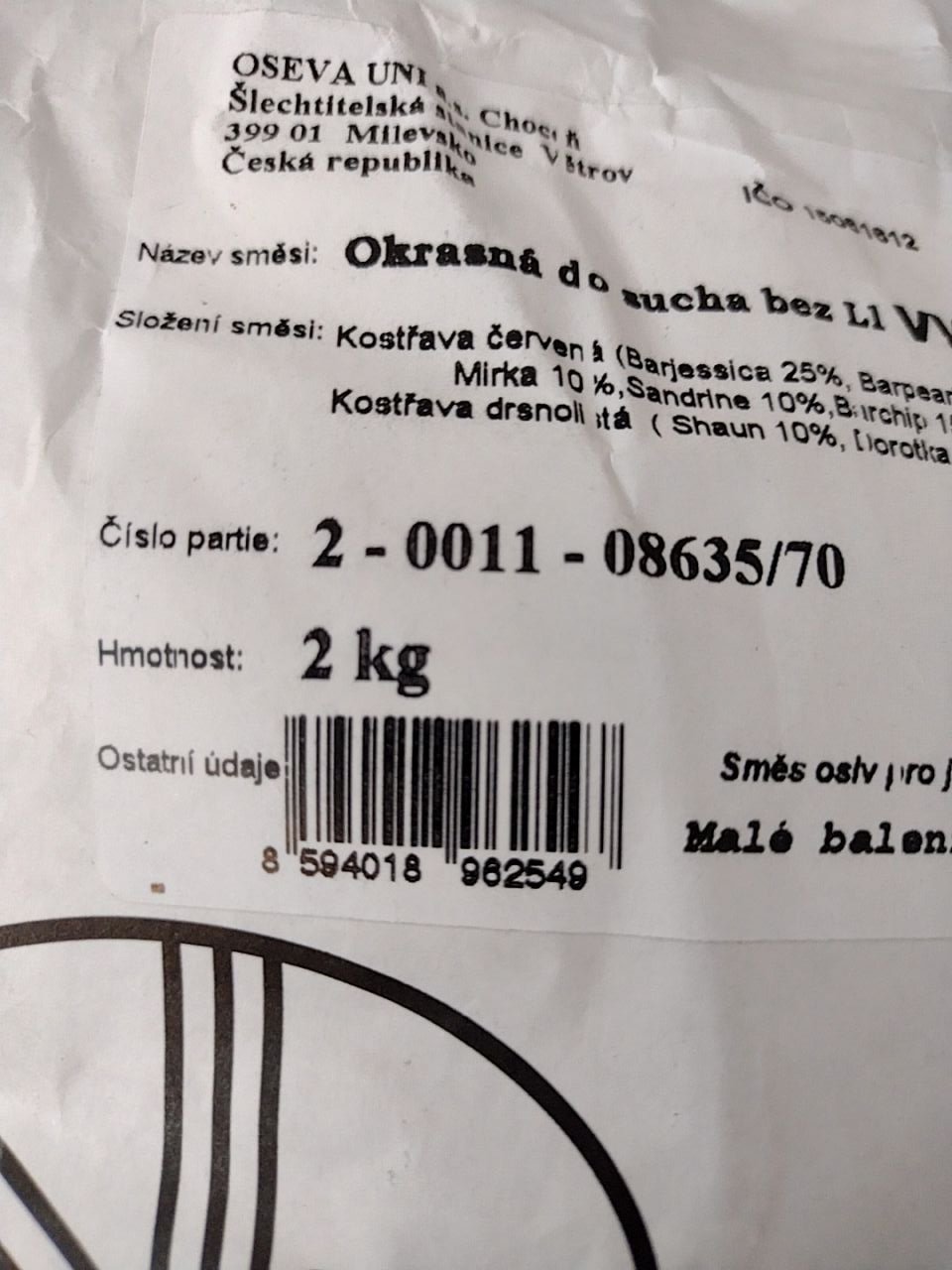 Směs na osení- okrasná do sucha Oseva Uni 2 kg