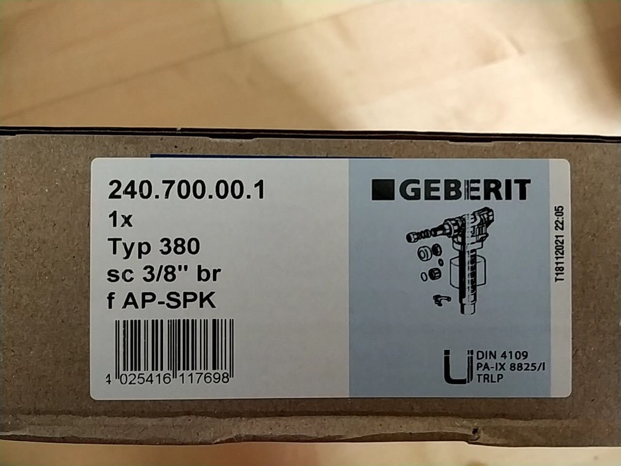 Napouštěcí ventil Geberit typ 380 - 240.700.00.1