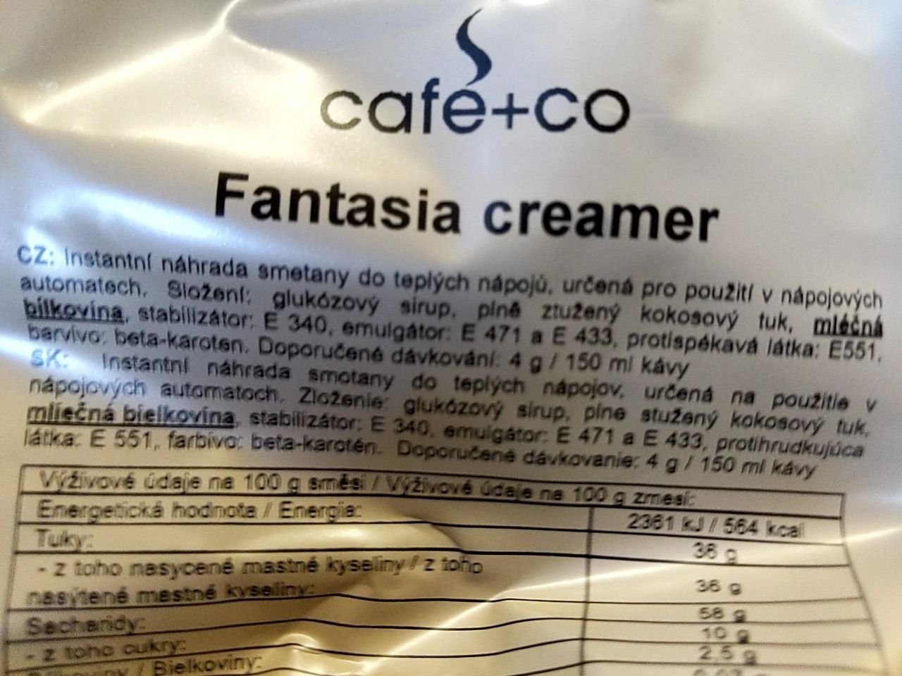 Instantní náhrada smetany cafe+co Fantasia creamer