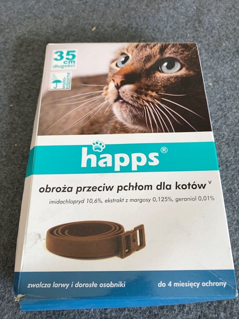 Obojek proti parazitům pro kočky Happs délka 35 cm