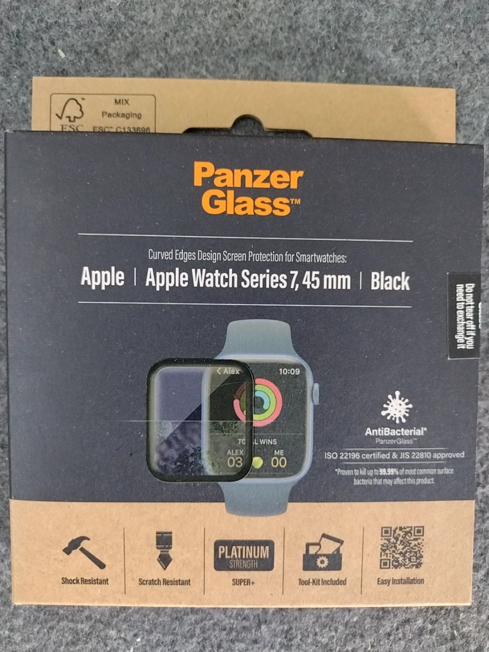 Ochranné sklo Apple Watch Series 7 (45mm) černé PanzerGlass