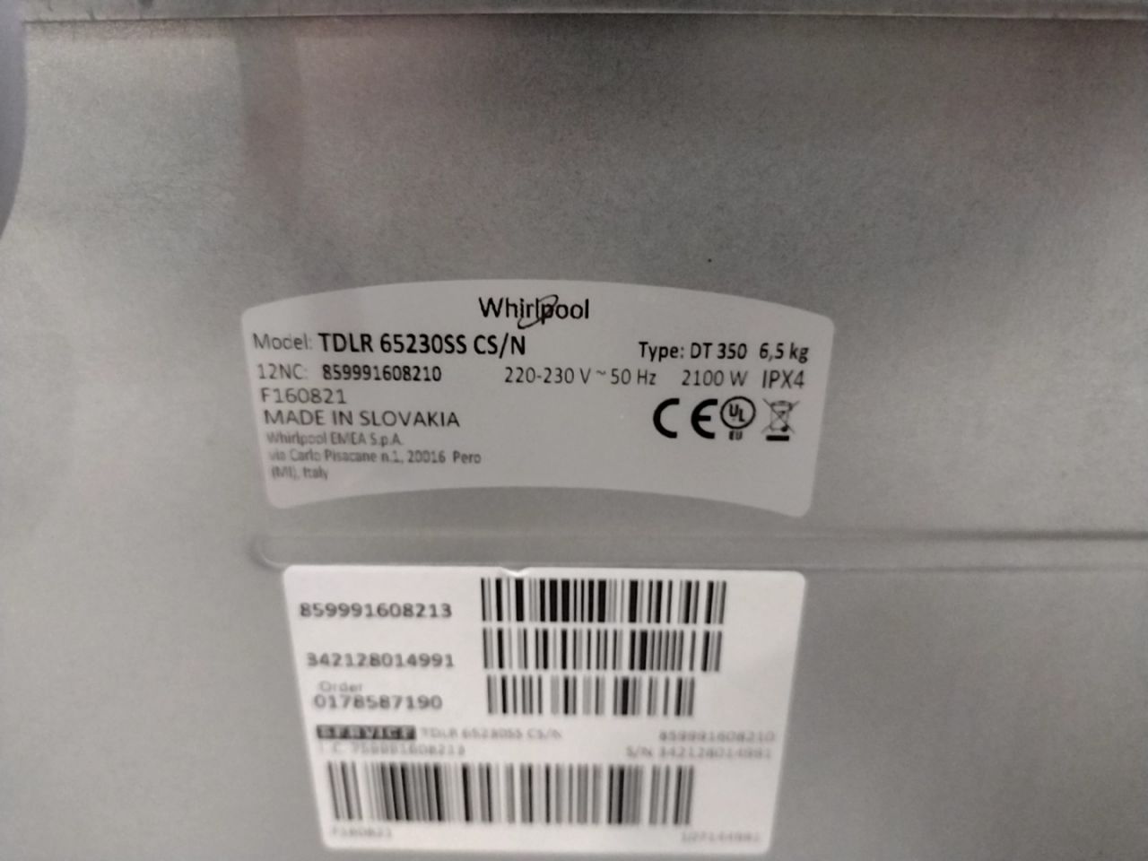 Vrchem plněná pračka Whirlpool TDLR 6230SS EU/N