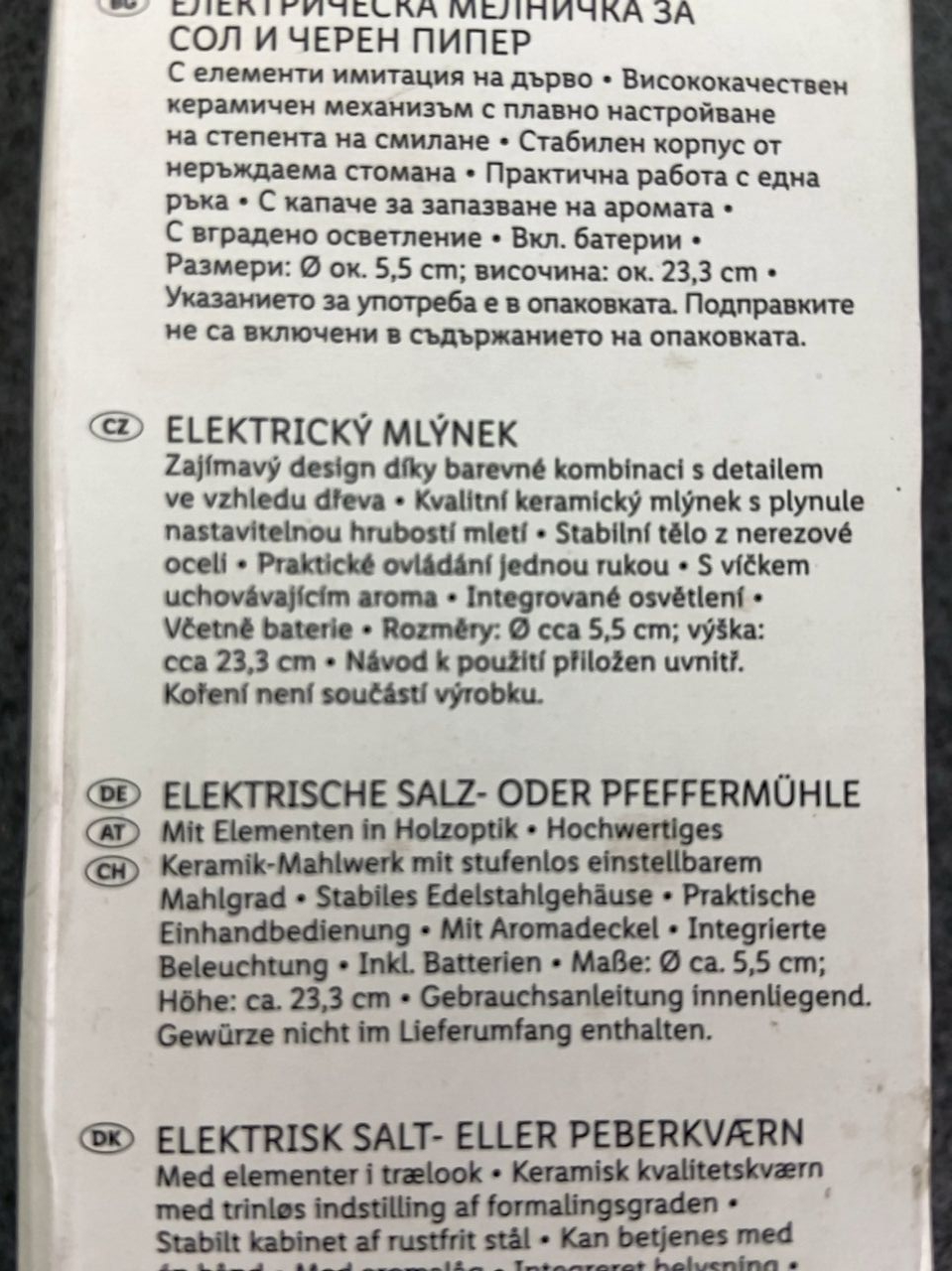 Elektrický mlýnek na sůl nebo pepř SilverCrest 