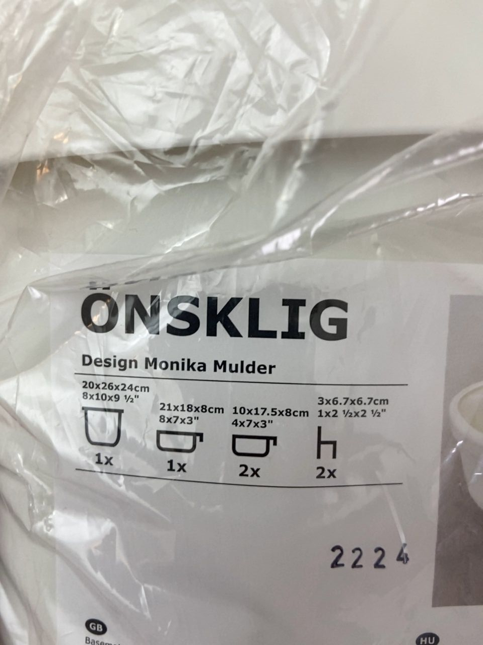 Úložné koše k přebal. stolu, 4 ks, bílá Ikea Onsklig 