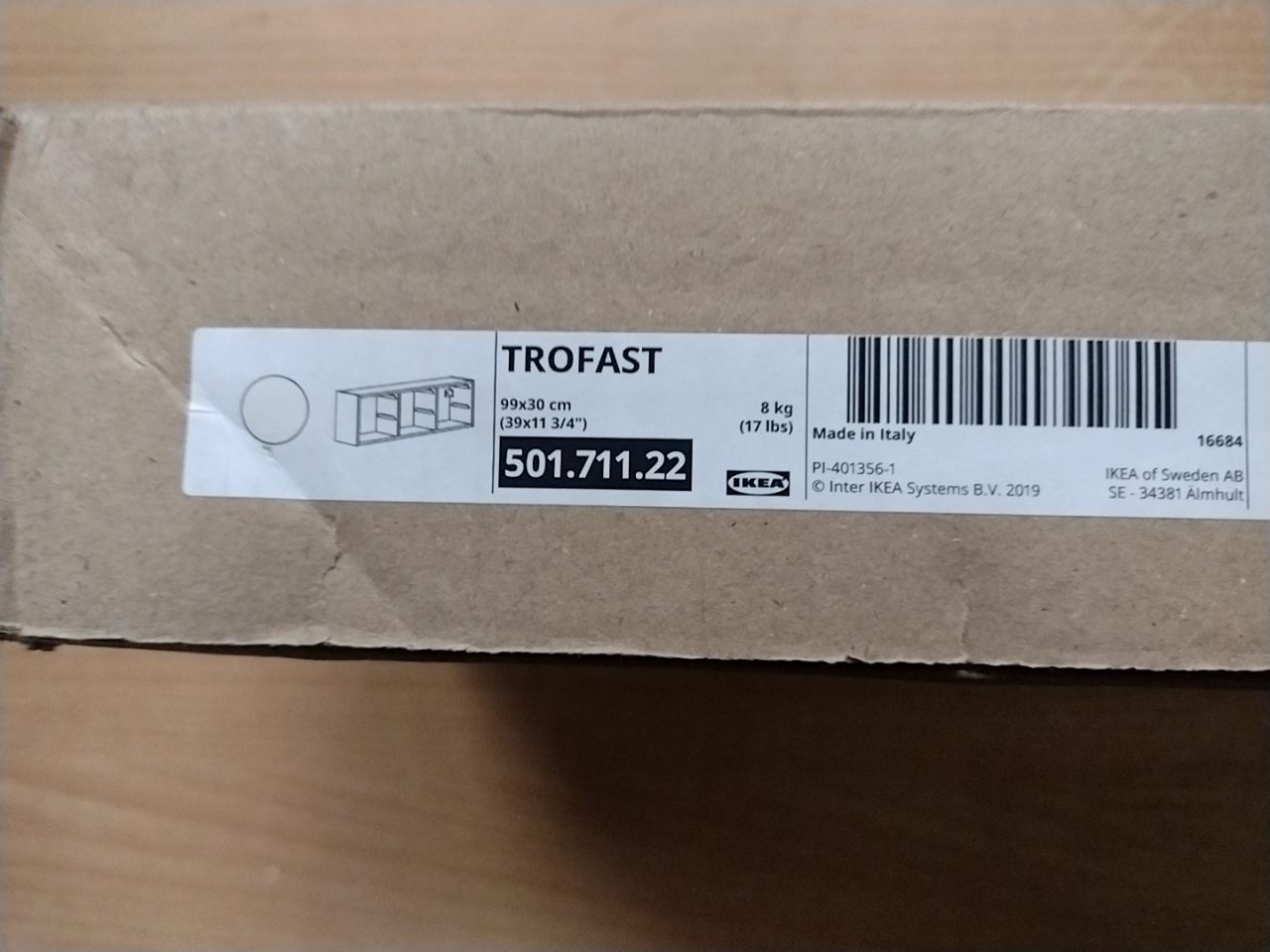 Nástěnný úložný díl, bílá, 99x30 cm Ikea Trofast
