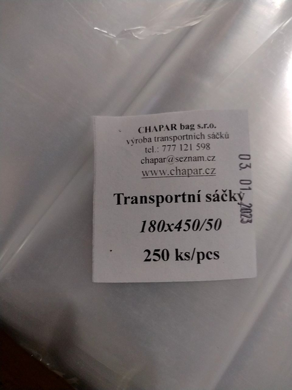 Transportní sáčky Chapar bag 250 ks, ale rozbaleno