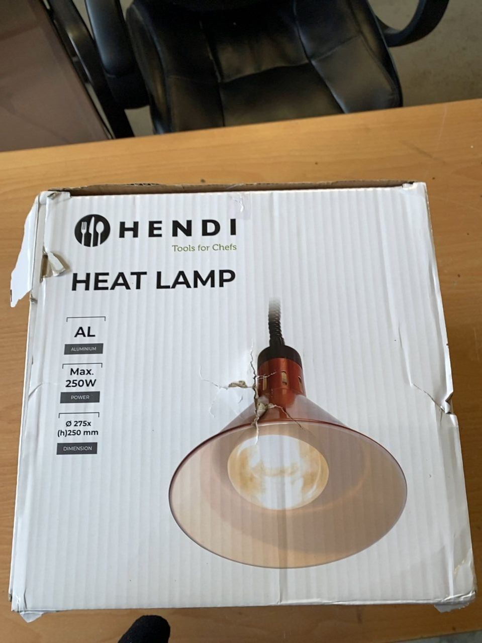 Výškově nastavitelná ohřívací lampa kónická Hendi Měděná, 230V/250W, ø275x(H)250mm