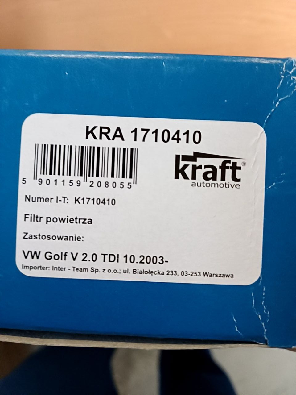vzduchový filtr Kraft K1710410