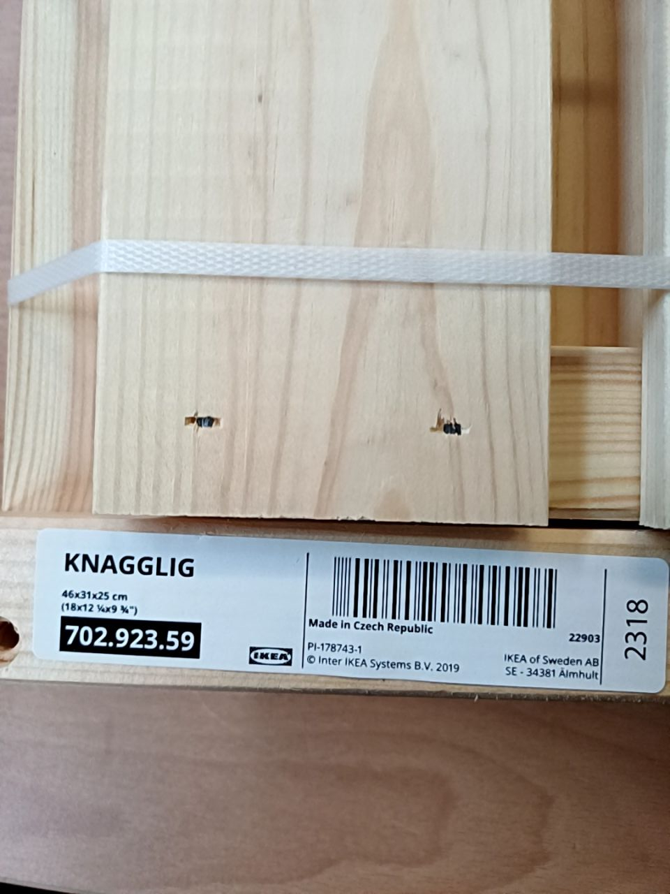 Dřevěná bedínka Ikea knagglig